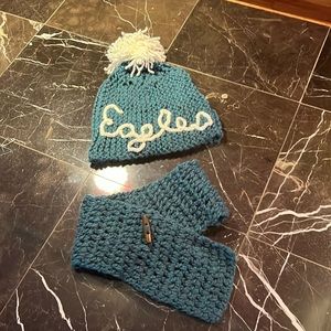 Philadelphia Eagles handmade crochet beanie and small scarf